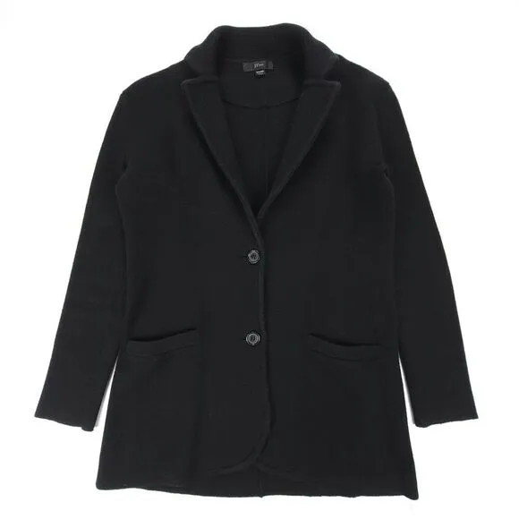 J CREW Merino Wool Knit Button Down Sweater Blazer Jacket Minimal XXXS Black