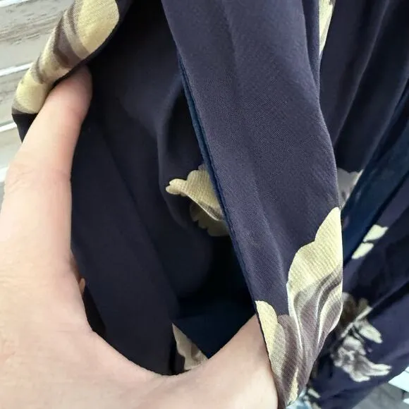 J. CREW VINTAGE Women's 6 Floral Wrap Maxi Dress Flutter Sleeve Brown 90s Y2K