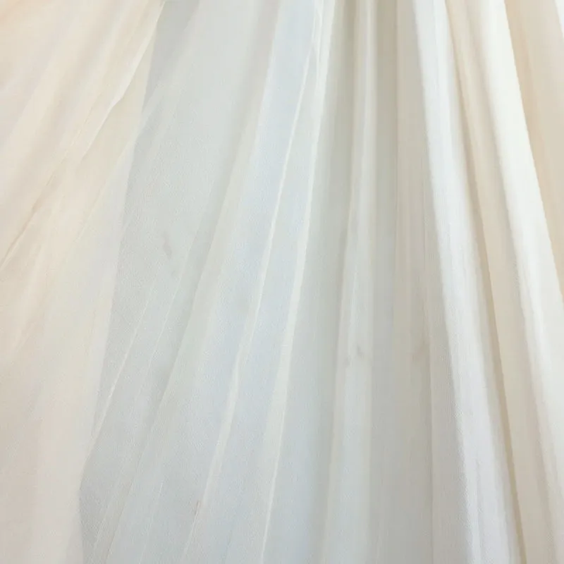 J Mendel Embellished Sleeveless Dress Ivory Pleated Silk Chiffon Size 8