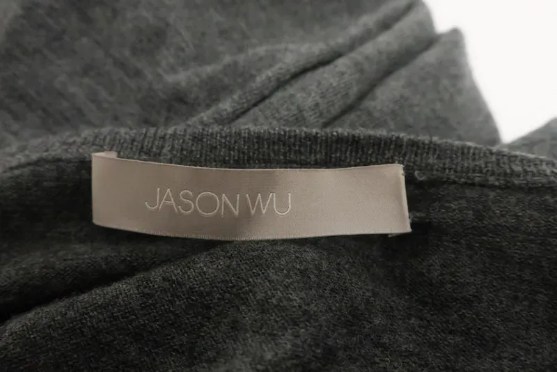 Jason Wu Crystal-Embellished Sweater Dark Gray Wool Size Large Crewneck Pullover