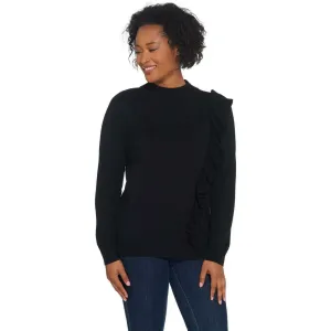 Joan Rivers Women's Cascading Ruffle Mock Neck Sweater