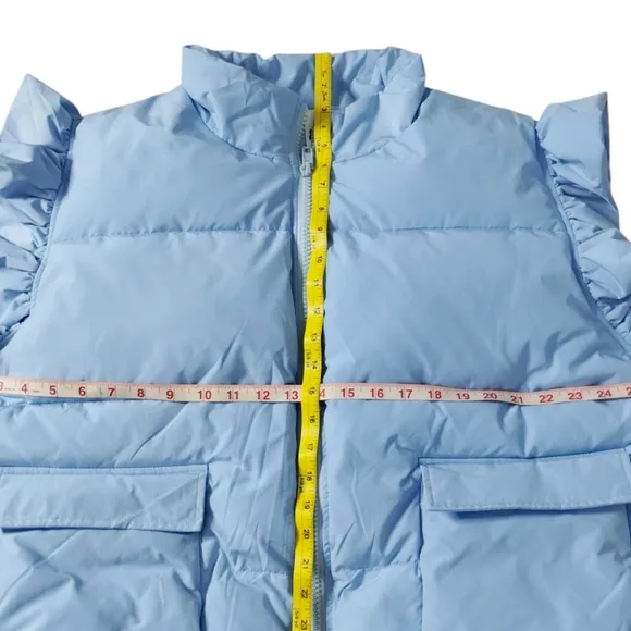 Jodifl Women's Puffer Ruffle Vest Feminine Soft Girl Corpcore Space-Core 3X