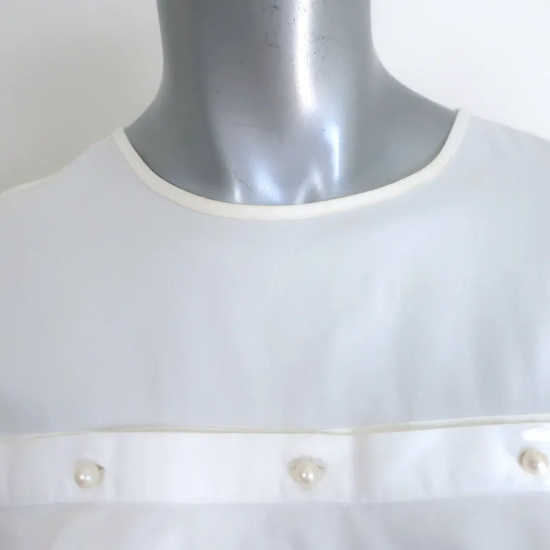 Jonathan Simkhai Faux Pearl-Embellished Ruffle Top White Cotton Size Small