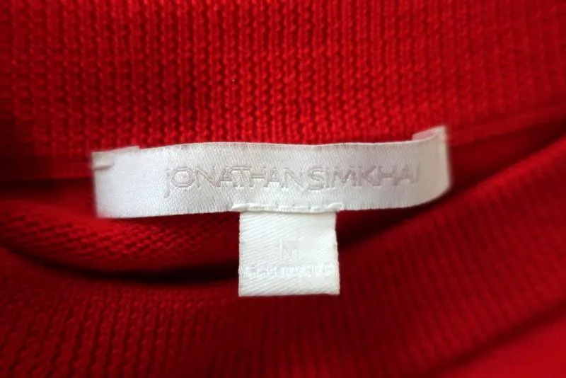 Jonathan Simkhai Ring-Embellished Sweater Red Wool Size Medium Crewneck Pullover