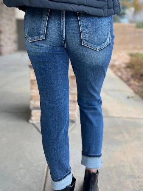 Judy Blue Mid Rise Cuffed Destroyed Boyfriend Jean