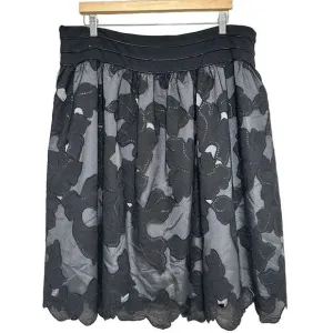 Juliana Collezione Mesh Floral Overlay Skirt‎ Womens 16 Black Applique Party NWT