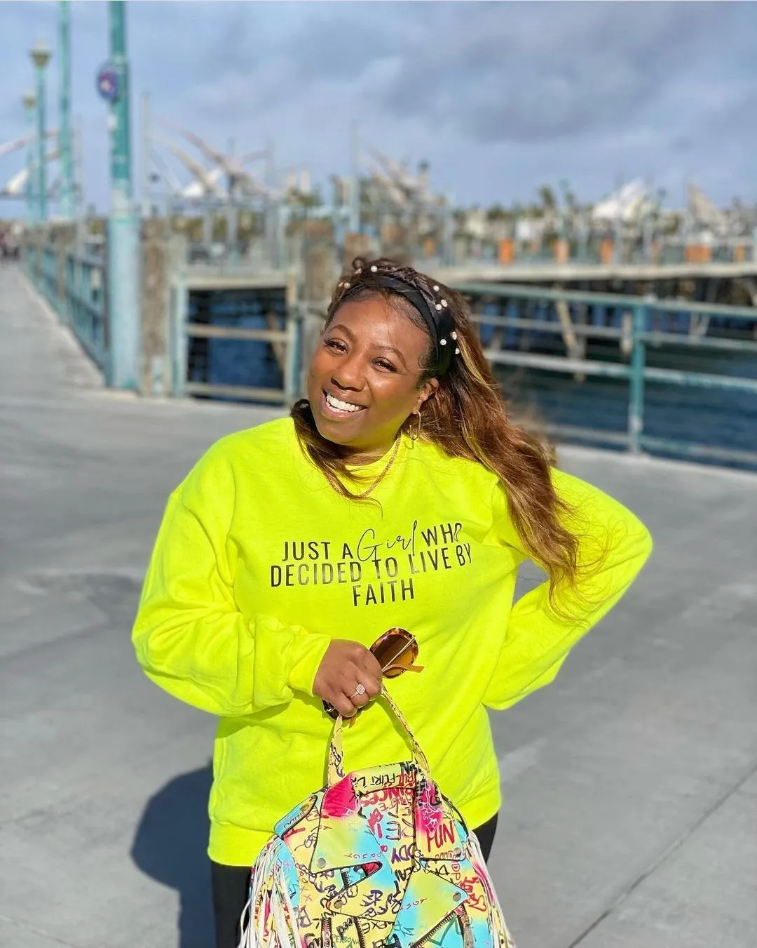Just A Girl Living By Faith Sweatshirt - Neon