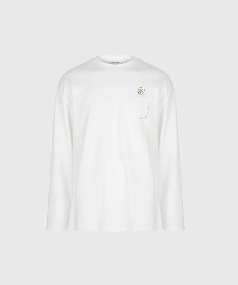 KANDINI Pocket Long Sleeve Tee(Unisex) - White