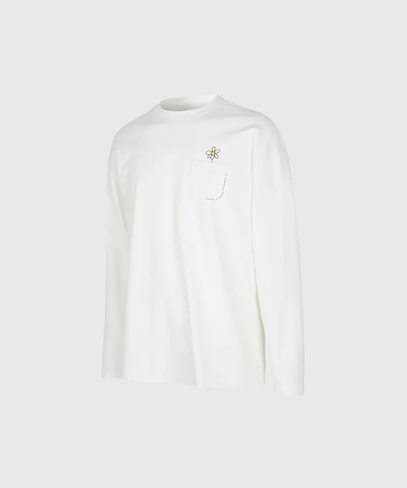 KANDINI Pocket Long Sleeve Tee(Unisex) - White