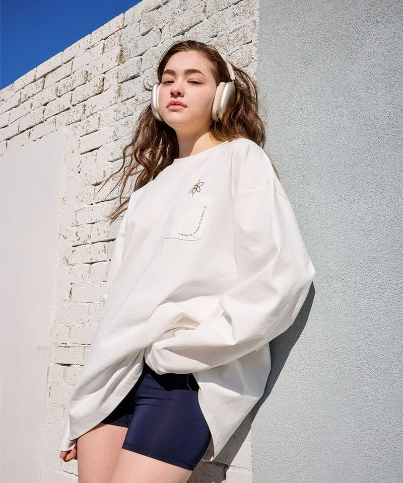KANDINI Pocket Long Sleeve Tee(Unisex) - White