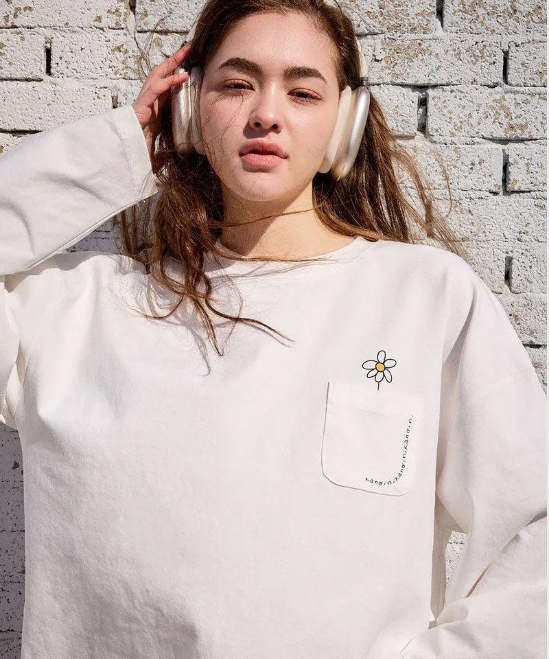 KANDINI Pocket Long Sleeve Tee(Unisex) - White