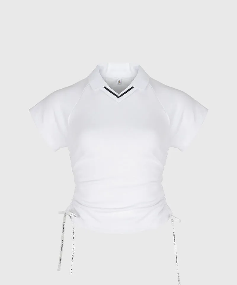 KANDINI Side Ruched Slim Tee - White