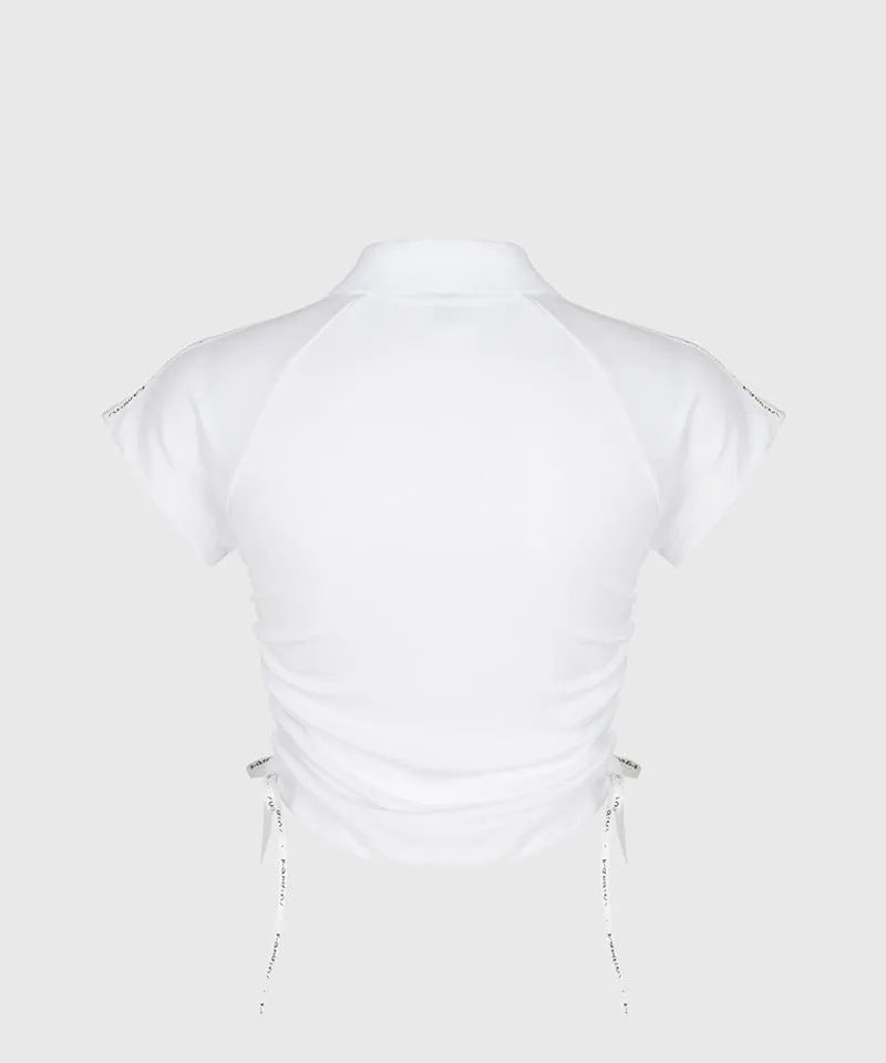KANDINI Side Ruched Slim Tee - White
