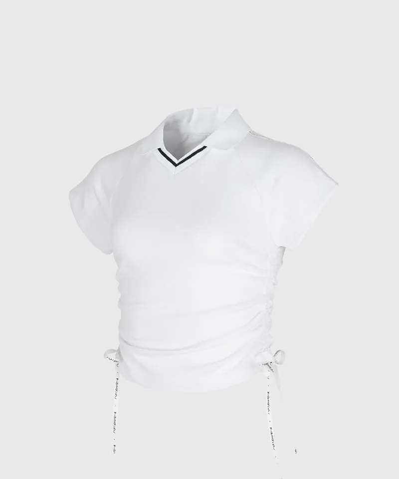 KANDINI Side Ruched Slim Tee - White