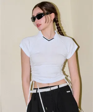 KANDINI Side Ruched Slim Tee - White