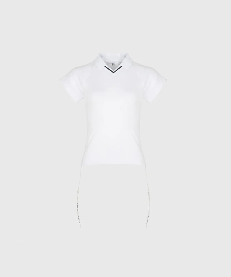 KANDINI Side Ruched Slim Tee - White