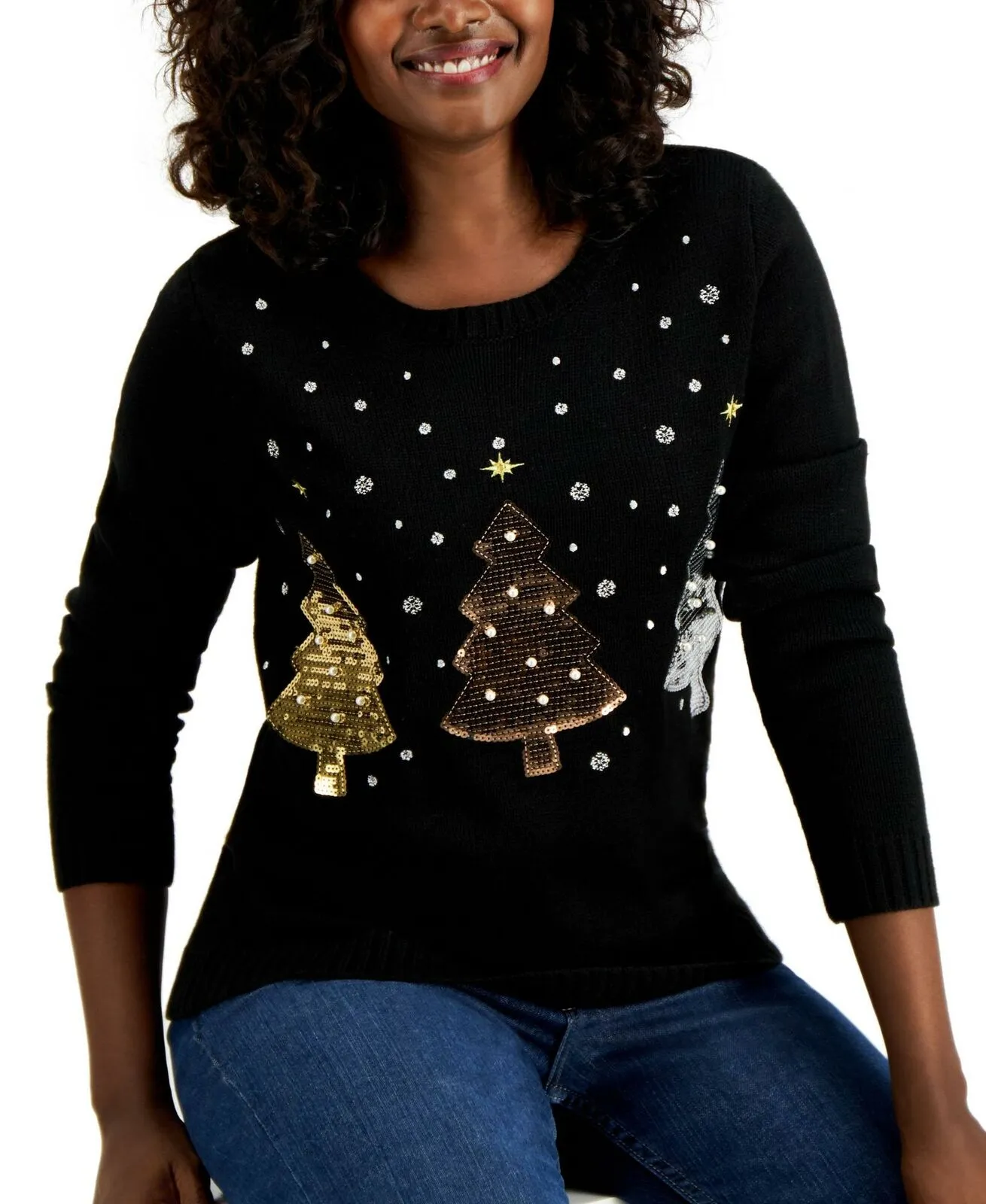 Karen Scott Women's Embellished Christmas Sweater