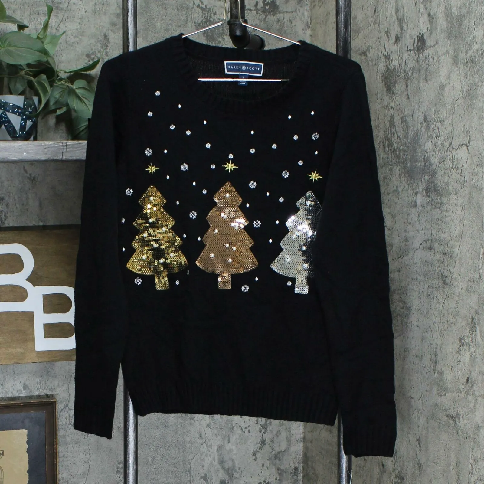 Karen Scott Women's Embellished Christmas Sweater