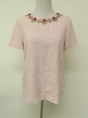 Kate Spade Top Alexandria Pink Embellished Neck Blouse Size 4