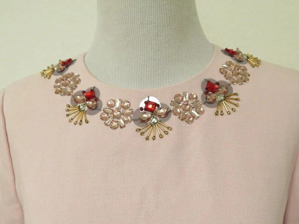 Kate Spade Top Alexandria Pink Embellished Neck Blouse Size 4
