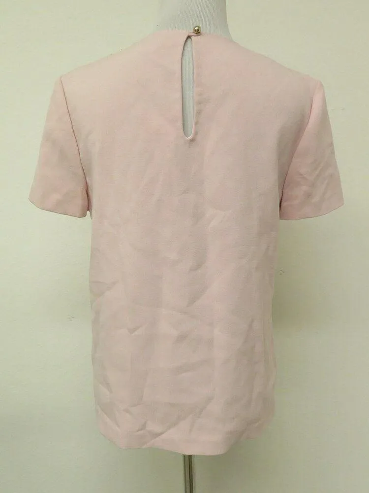 Kate Spade Top Alexandria Pink Embellished Neck Blouse Size 4