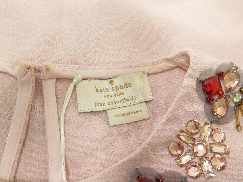 Kate Spade Top Alexandria Pink Embellished Neck Blouse Size 4
