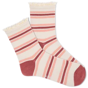 K.Bell Women's Crochet Lace Ribbed Ankle Sock