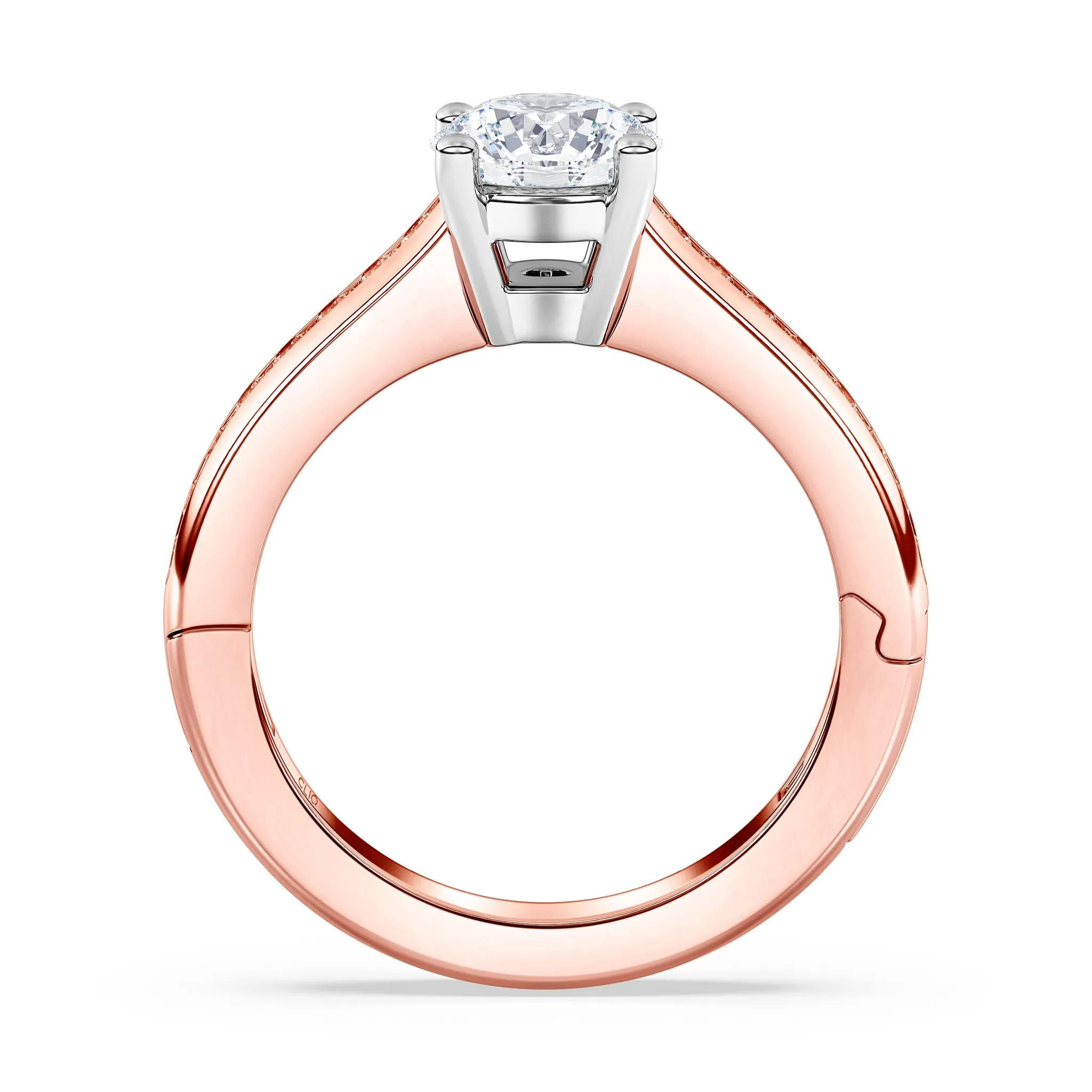 Kensington Engagement Ring with Square Side Stones