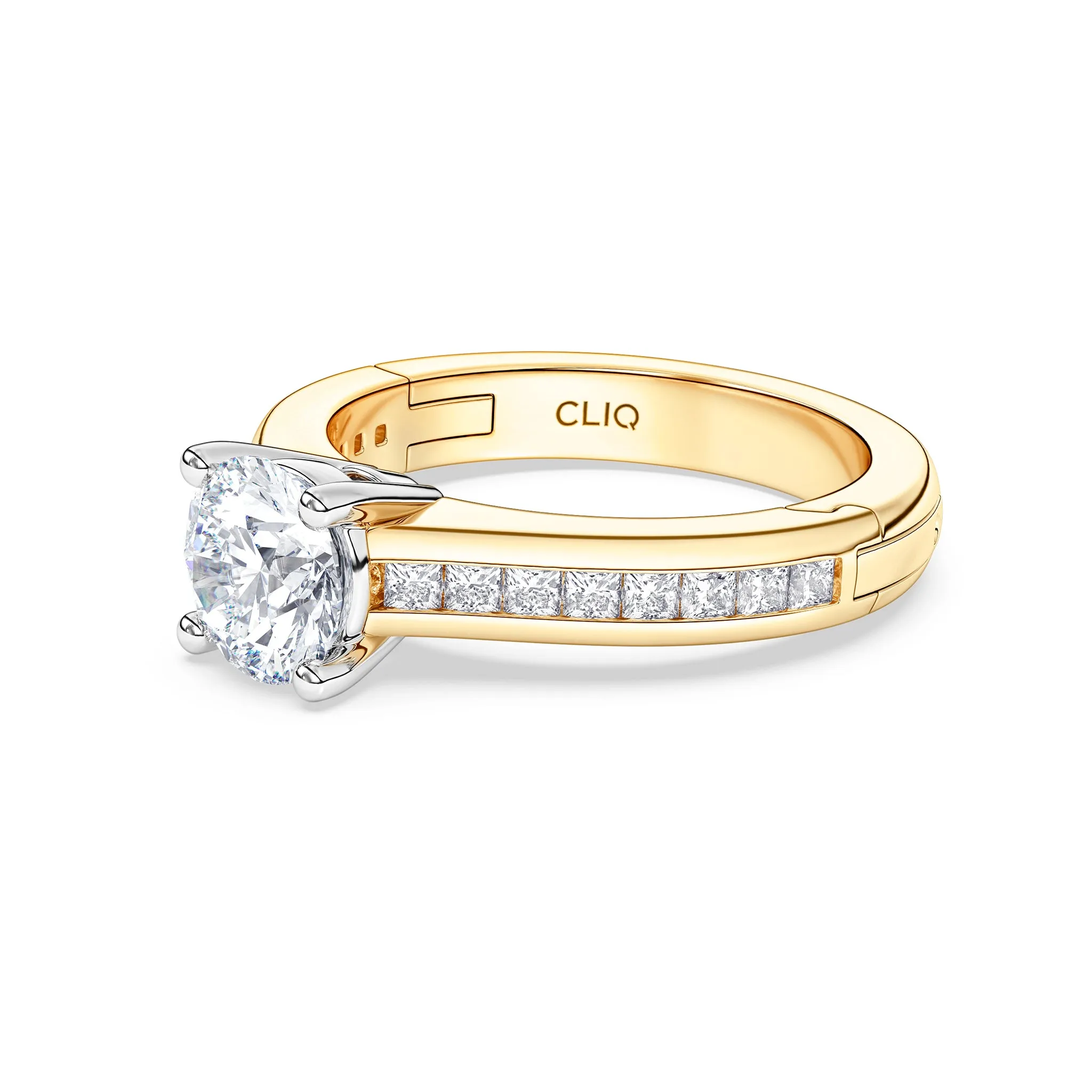 Kensington Engagement Ring with Square Side Stones