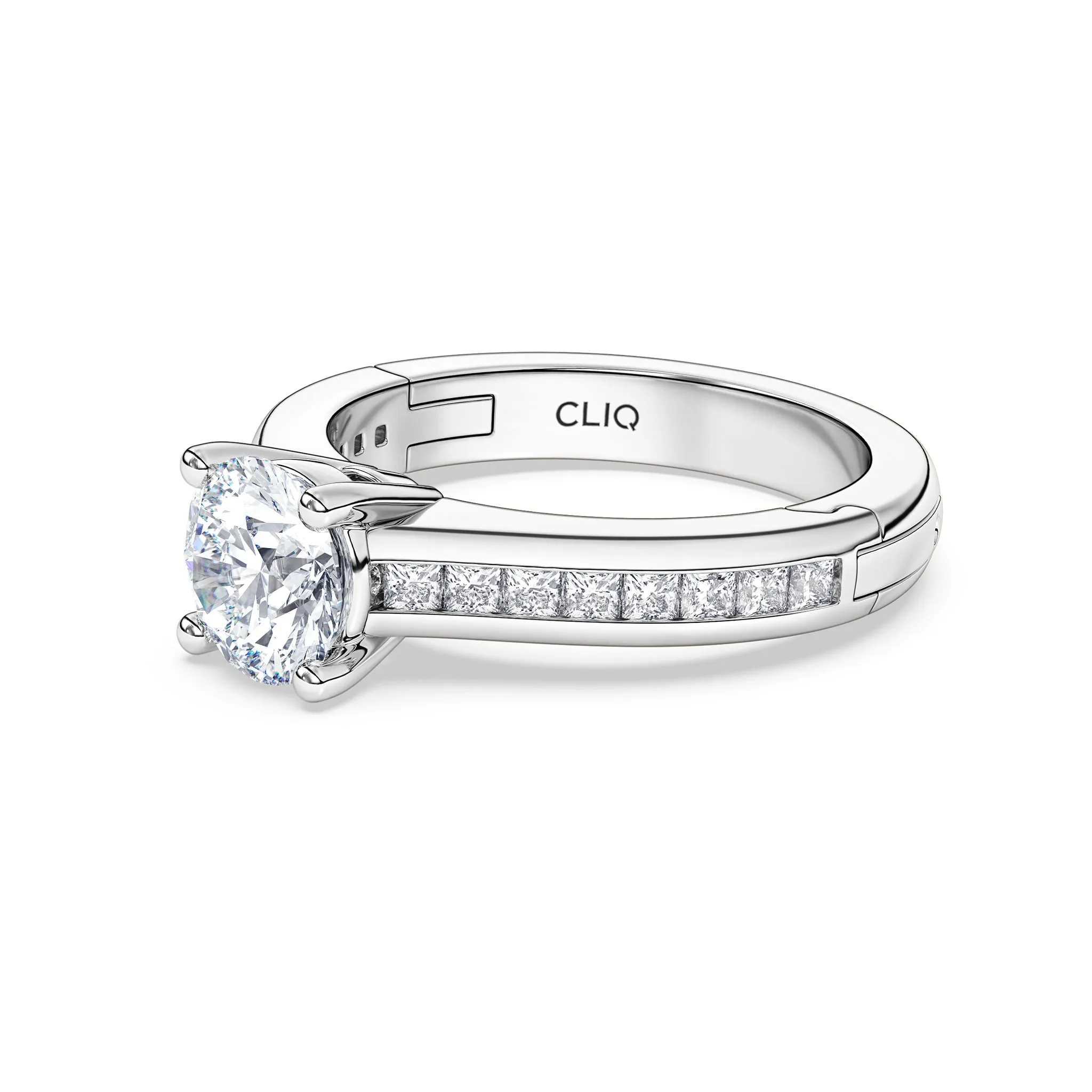 Kensington Engagement Ring with Square Side Stones