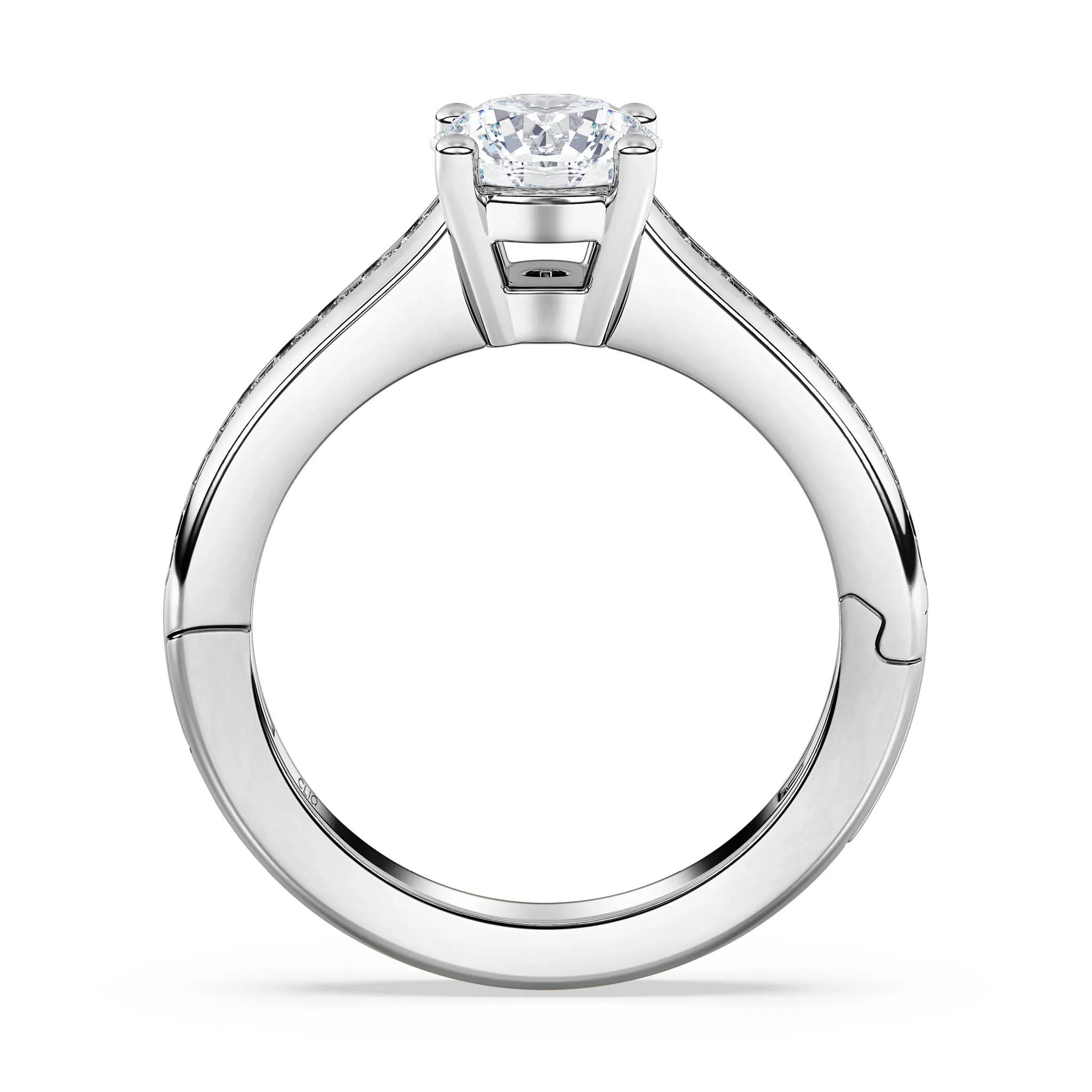 Kensington Engagement Ring with Square Side Stones