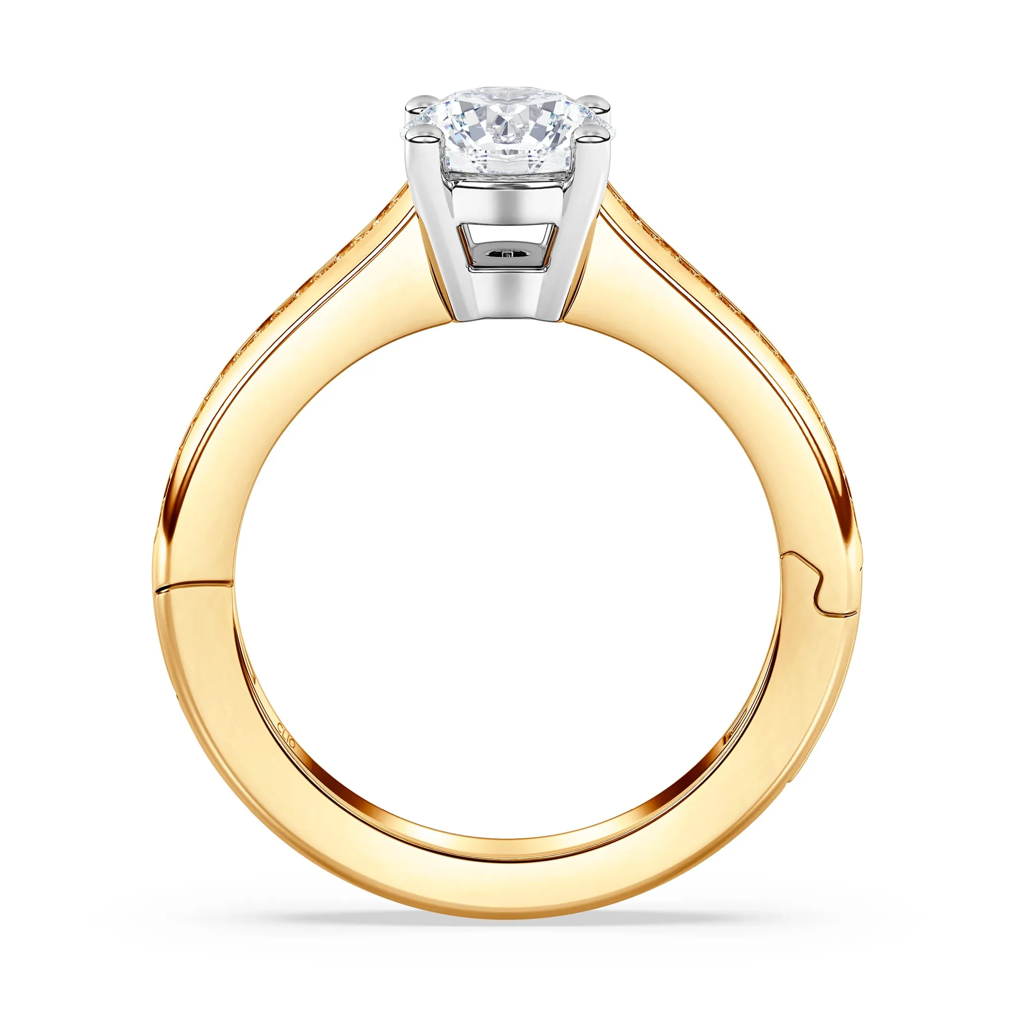 Kensington Engagement Ring with Square Side Stones
