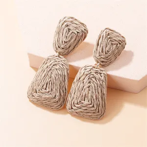 Khaki Raffia & 18K Gold-Plated Ladder Drop Earrings