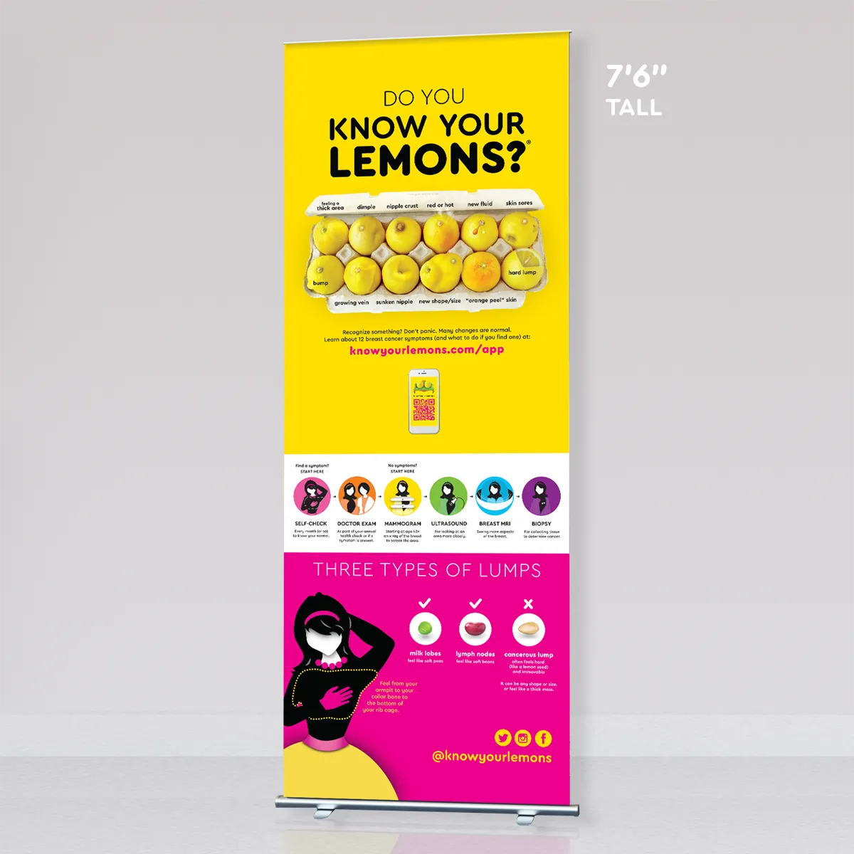 Know Your Lemons Breast Cancer Awareness Retractable Banner Stand Bundle (continental USA only)
