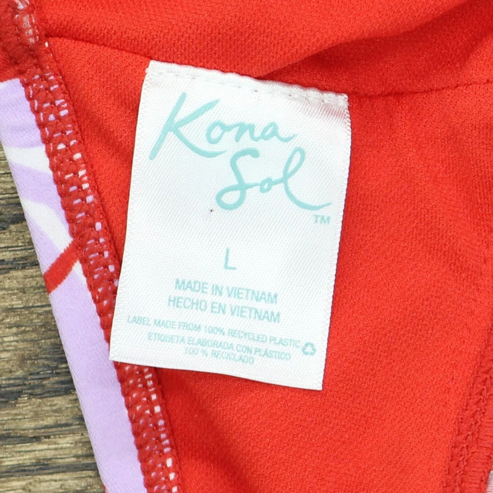 Kona Sol Women's Square Neck Sharkbite Hem Tankini Top Red L