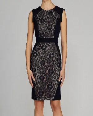 Lace It On Me Navy Blue Sheath Dress