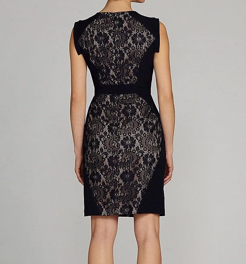 Lace It On Me Navy Blue Sheath Dress