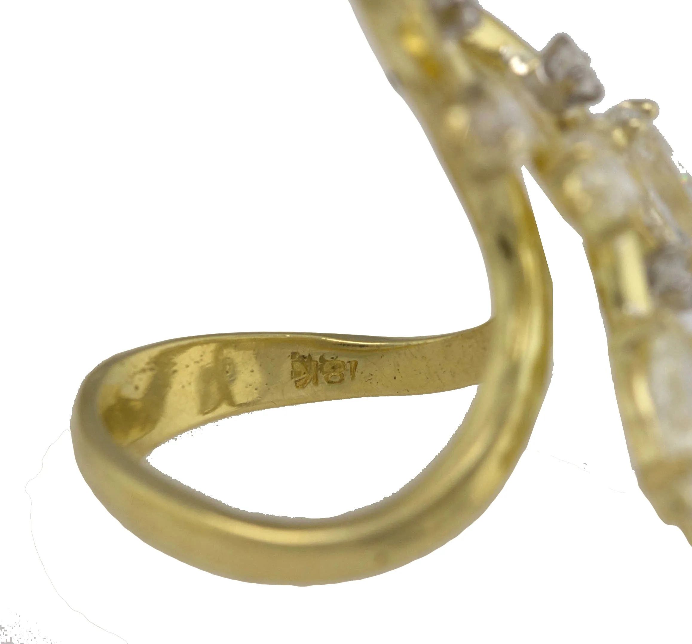 Ladies Modernist 18K Yellow Gold 4.47ctw Marquise Diamond Abstract Cocktail Ring