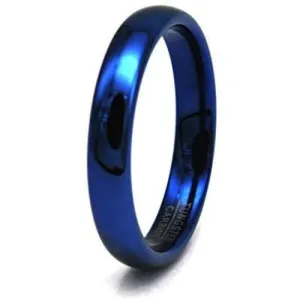 LANCE Women's Domed Highly Polished Blue Tungsten Carbide Ring 4mm & 6mm