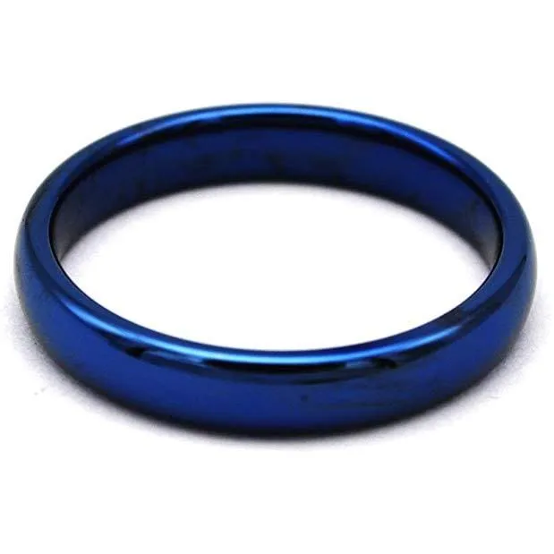 LANCE Women's Domed Highly Polished Blue Tungsten Carbide Ring 4mm & 6mm