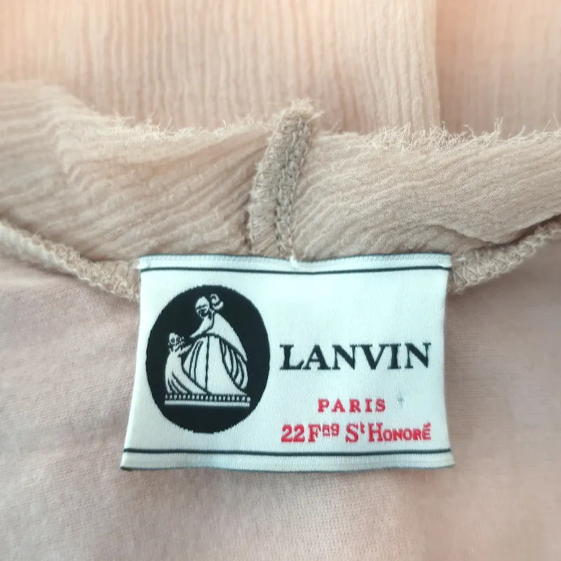 Lanvin Rosette-Embellished Top Nude Chiffon Size Small Sleeveless Blouse