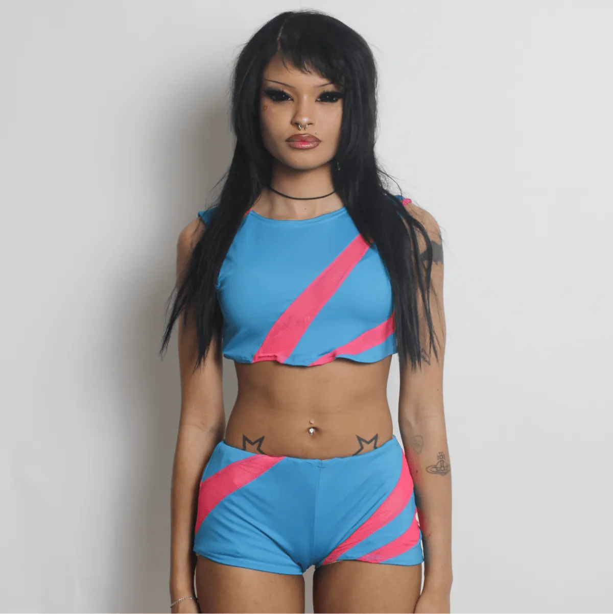 LASER CROP TOP BLUE / PINK