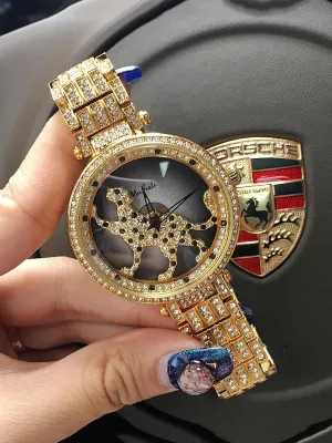 Leopard Pattern Diamond Drill Women's Watch