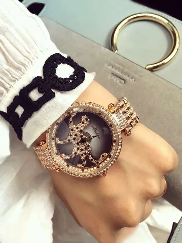 Leopard Pattern Diamond Drill Women's Watch