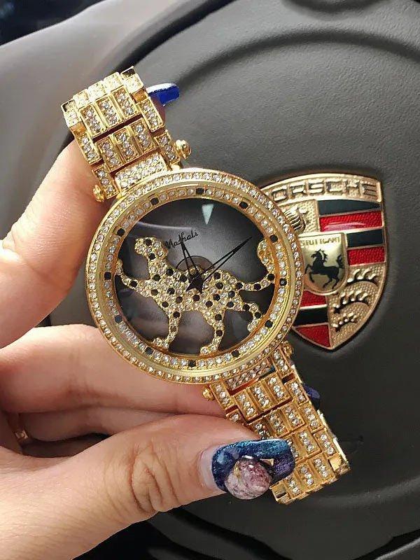 Leopard Pattern Diamond Drill Women's Watch