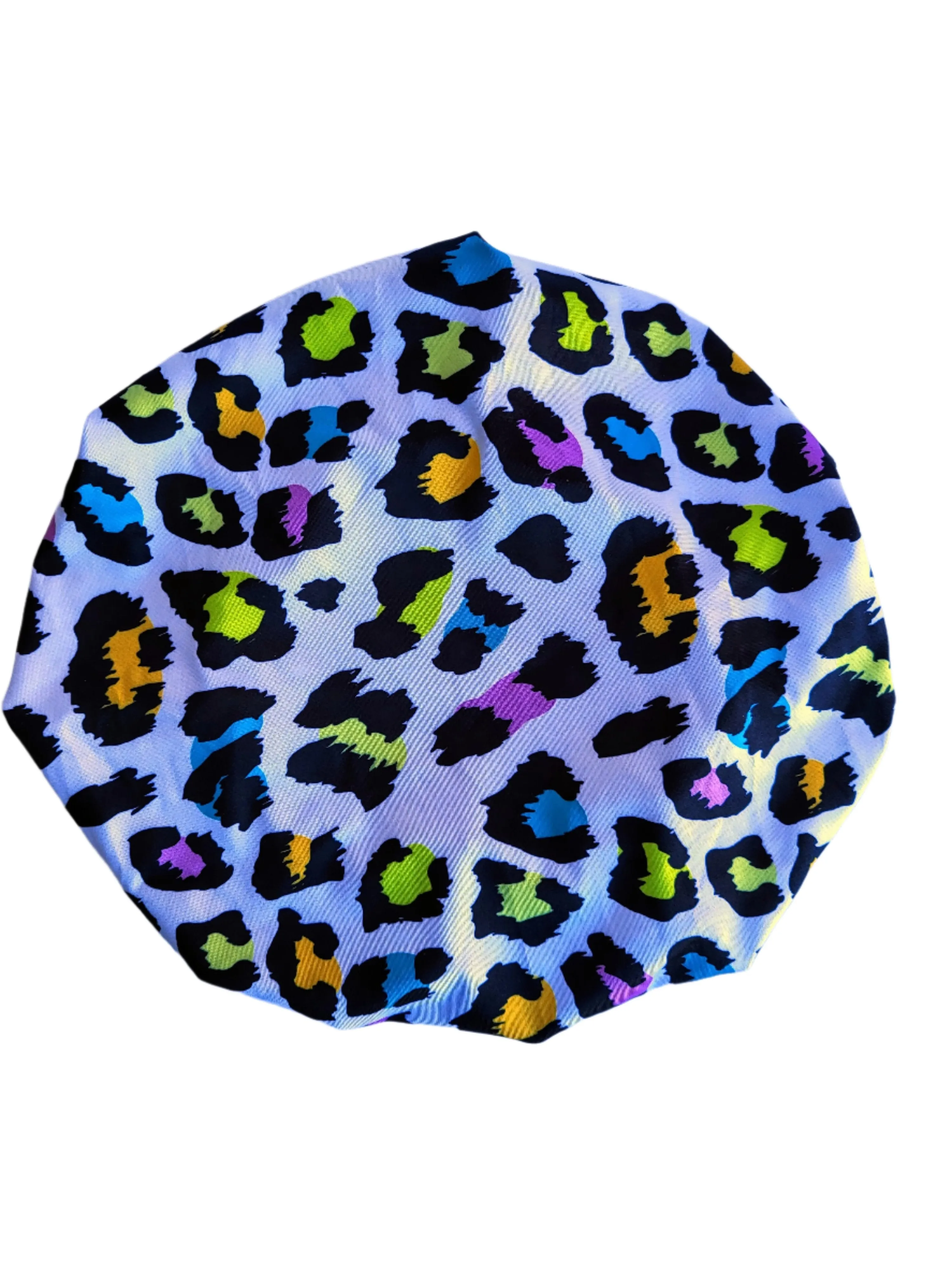 LEOPARD White Tight Fitted Single Layer Hair Bonnet
