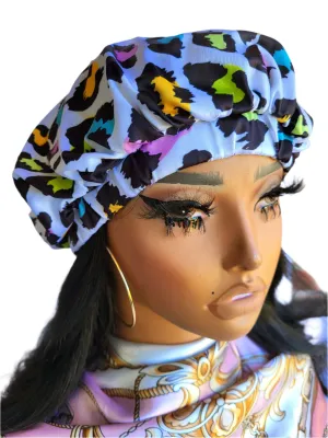 LEOPARD White Tight Fitted Single Layer Hair Bonnet