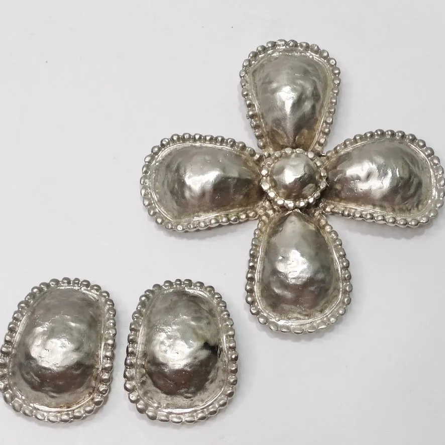 Les Bernard Silver Cross Brooch