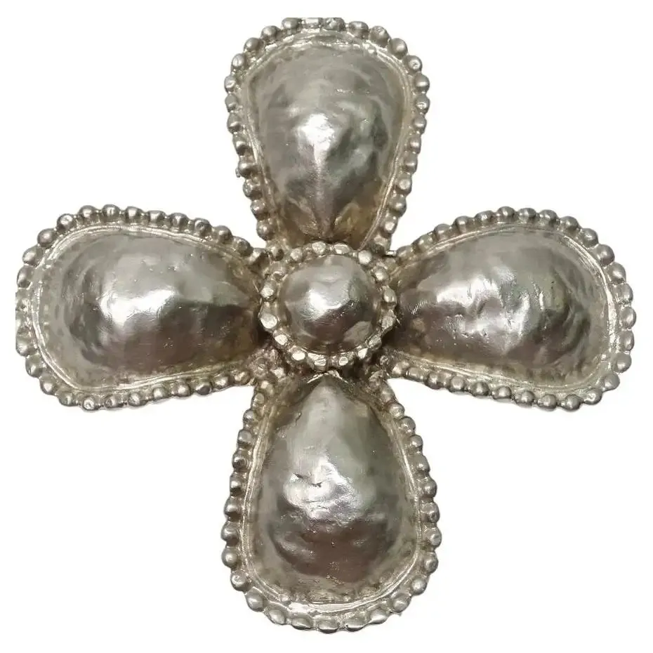 Les Bernard Silver Cross Brooch
