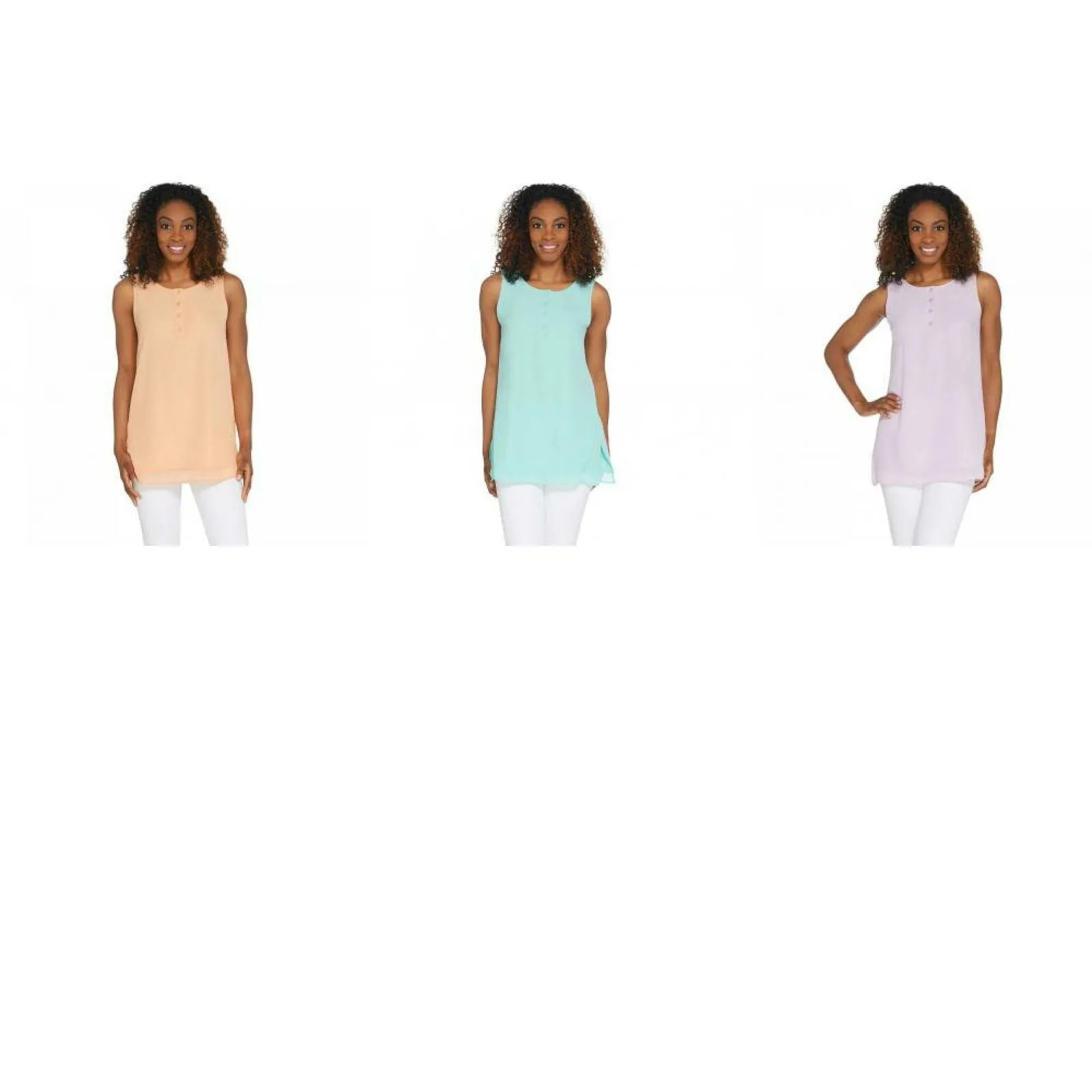 Linea by Louis Dell'Olio Women's Sleeveless Henley Swing Top